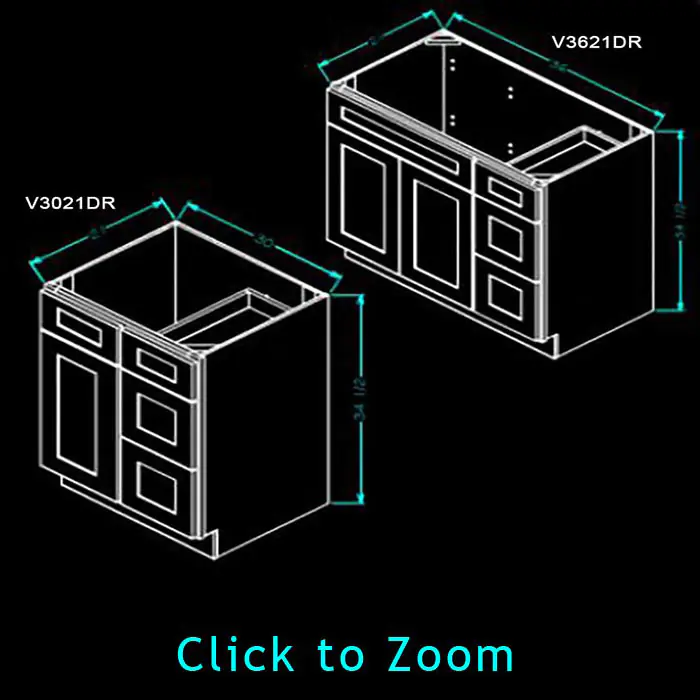 Vanity Combo Bases - Drawers Right