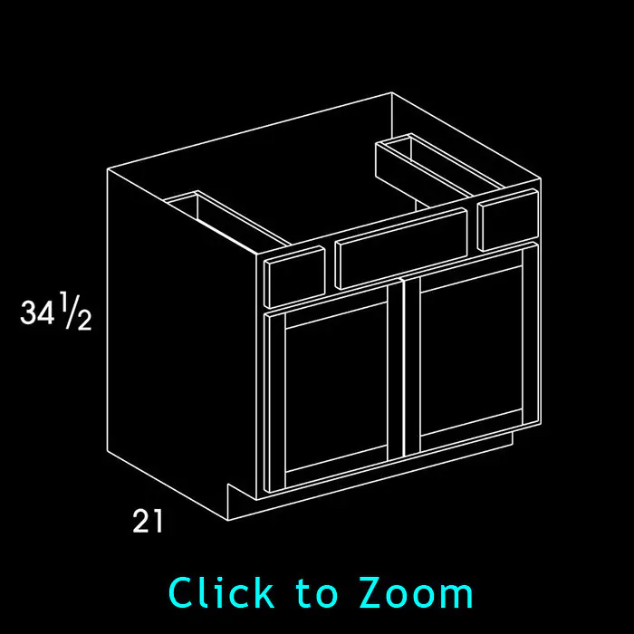 Vanity Sink Drawer Base - Single Sink Two Drawers Two Butt Doors
